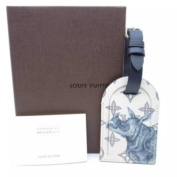Authentic LOUIS VUITTON Porto Address Name Tag Bag Charm Blue Canvas - Picture 1 of 12